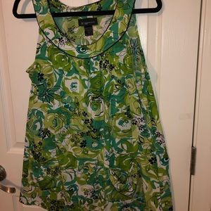 I.N.C. Green Floral Long Sleeveless Blouse